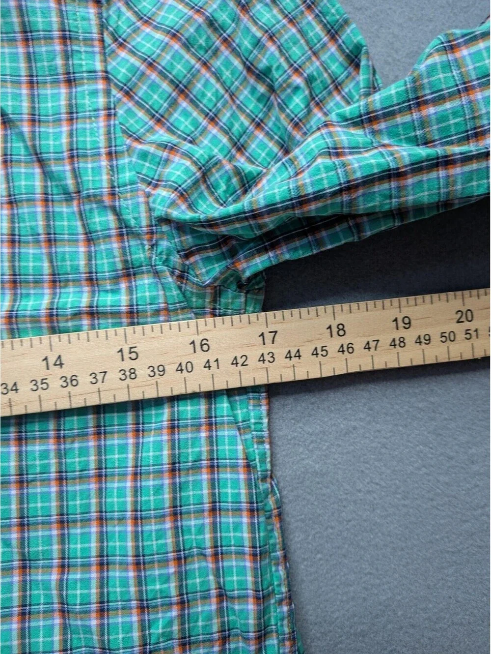 Ralph Lauren Shirt Boys 14-16 Green Plaid Button Front Long Sleeve Custom Fit